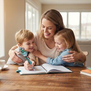 Mama-Themed Rhinestone Pen With Love & School Icons Blue & Multicolor Design Cus